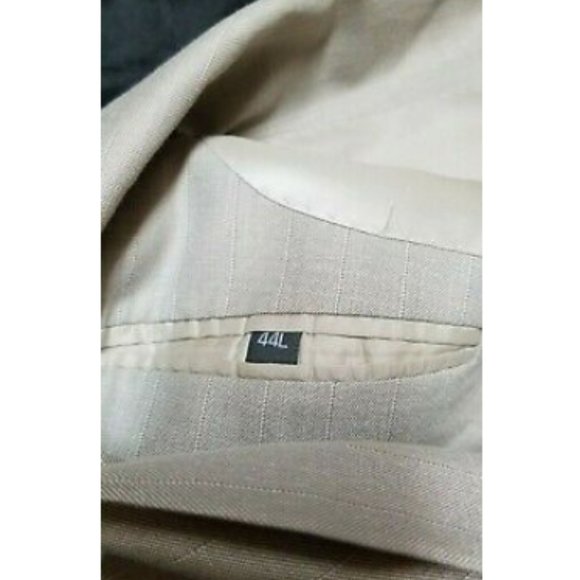 VANETTI Mens suit Khaki Tan Jacket Size 44L Dress pants Pleated 38L polyester - Picture 10 of 10